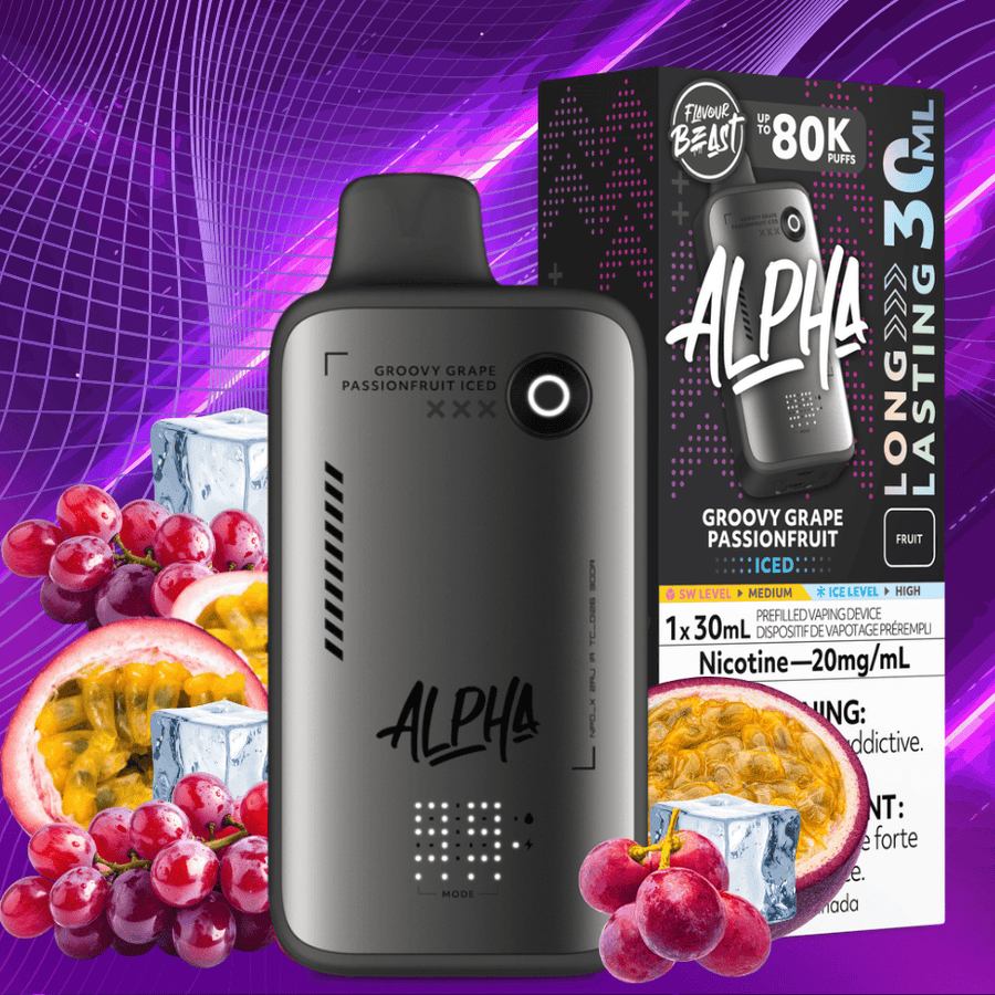 Flavour Beast Alpha 80K Disposable Vape-Groovy Grape Passionfruit Iced 80000 Puffs / 20mg Airdrie Vape SuperStore and Bong Shop Alberta Canada