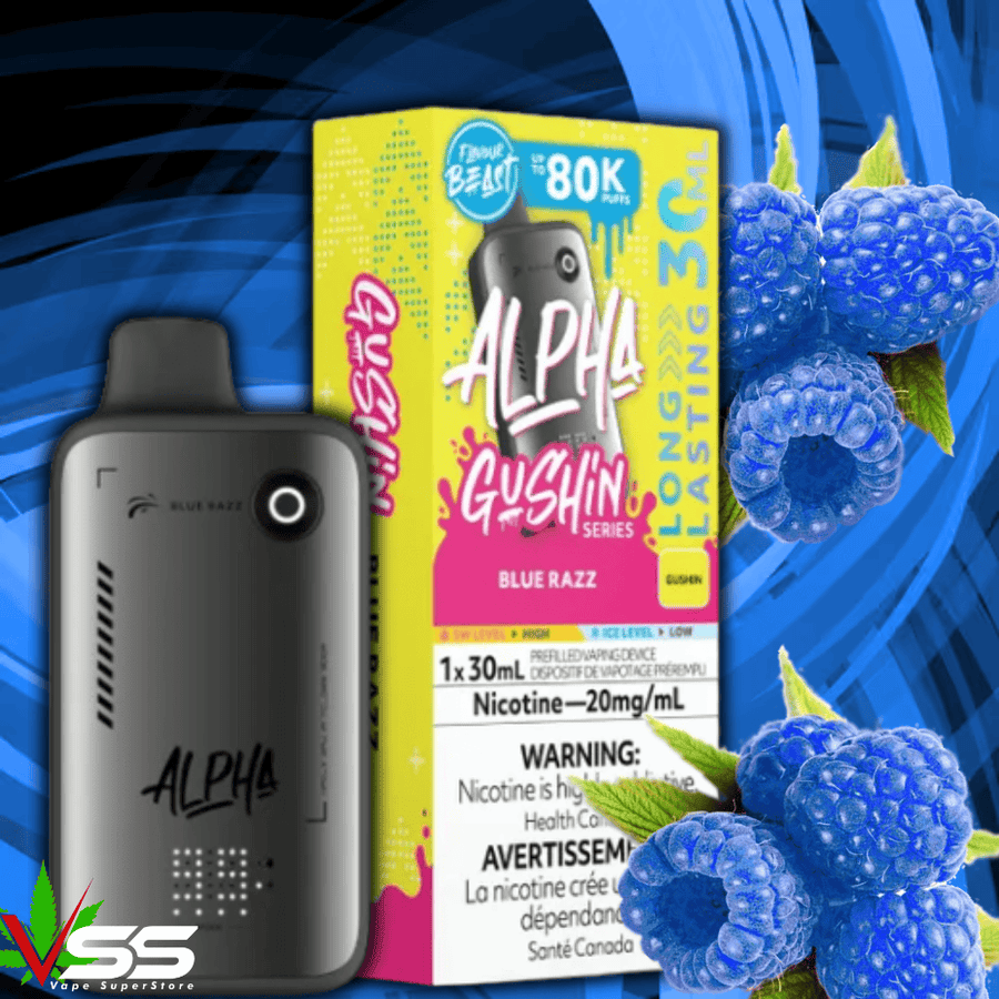 Flavour Beast Alpha 80K Disposable Vape-Gushin Blue Razz 80000 Puffs / 20mg Airdrie Vape SuperStore and Bong Shop Alberta Canada