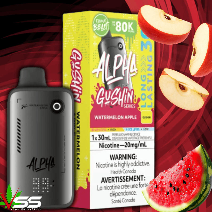 Flavour Beast Alpha 80K Disposable Vape-Gushin Watermelon Apple 80000 Puffs / 20mg Airdrie Vape SuperStore and Bong Shop Alberta Canada