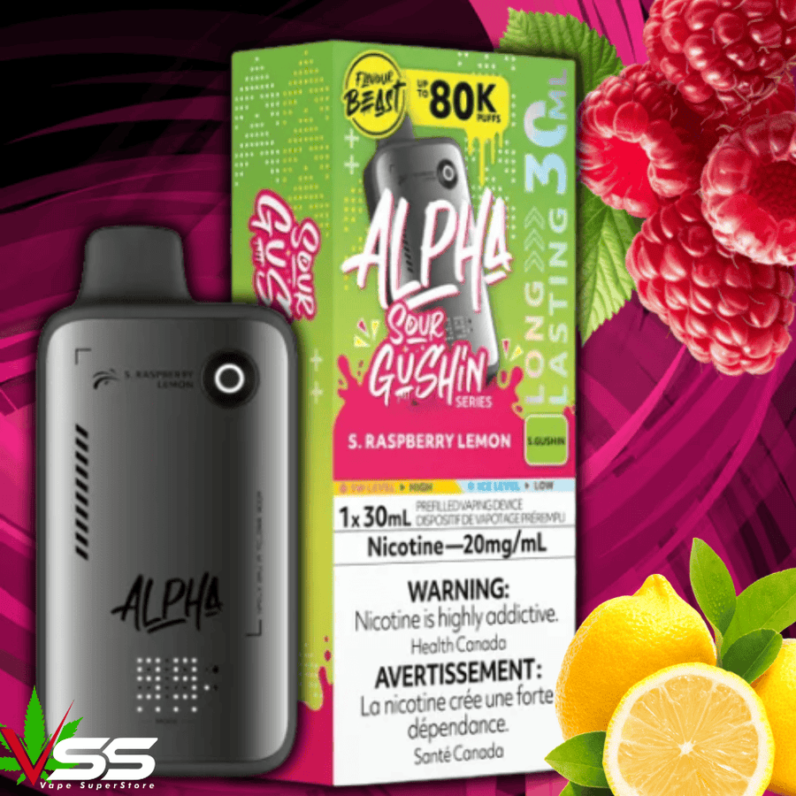 Flavour Beast Alpha 80K Disposable Vape-S. Raspberry Lemon 80000 Puffs / 20mg Airdrie Vape SuperStore and Bong Shop Alberta Canada