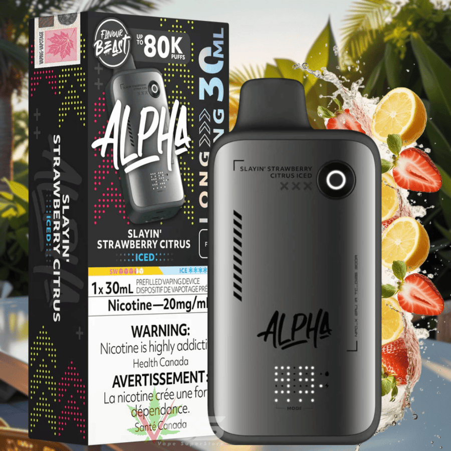 Flavour Beast Alpha 80K Disposable Vape-Slayin' Strawberry Citrus Iced Airdrie Vape SuperStore and Bong Shop Alberta Canada