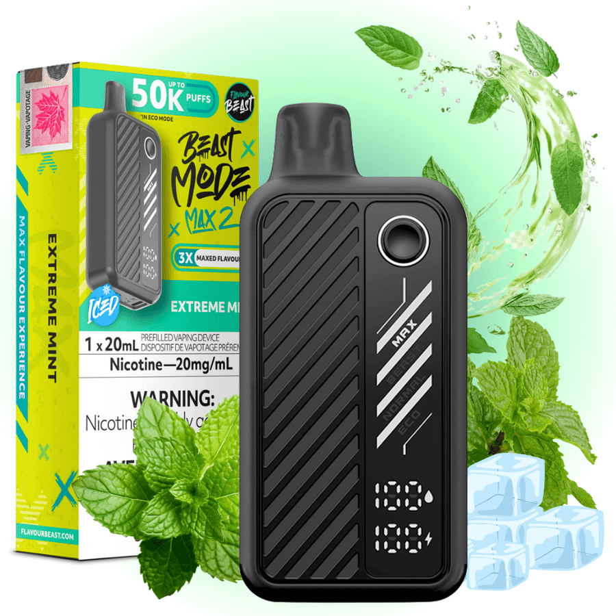 Flavour Beast Beast Mode Max 2 50k Disposable Vape - Extreme Mint Iced 20mg / 50000 Puffs Airdrie Vape SuperStore and Bong Shop Alberta Canada