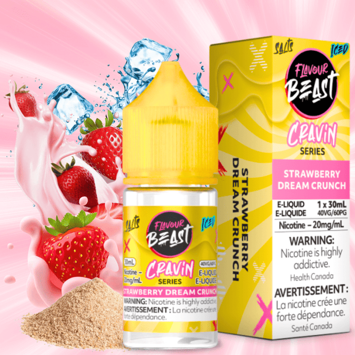 Flavour Beast Cravin' Salts-Strawberry Dream Crunch Iced 20mg / 30mL Airdrie Vape SuperStore and Bong Shop Alberta Canada
