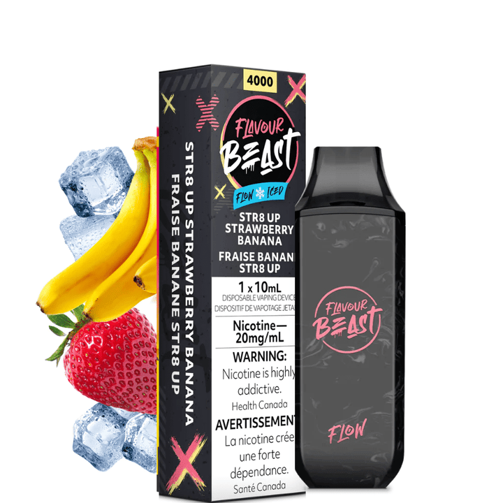 Flavour Beast Disposable-Str8 Up Strawberry Banana Iced 4000 Puffs / 20mg Airdrie Vape SuperStore and Bong Shop Alberta Canada