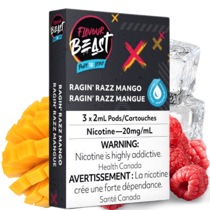 Flavour Beast Flavour Beast Pods Ragin' Razz Mango (S-Compatible) 20mg / 3 x 2ml Flavour Beast Pods Ragin' Razz Mango (S-Compatible)-Airdrie Vape SuperStore & Bong Shop AB, Canada