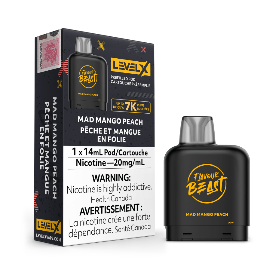 Flavour Beast Level X Flavour Beast Pod-Mad Mango Peach 20mg / 7000 Puffs Level X Flavour Beast Pod-Mad Mango Peach-Airdrie Vape SuperStore AB
