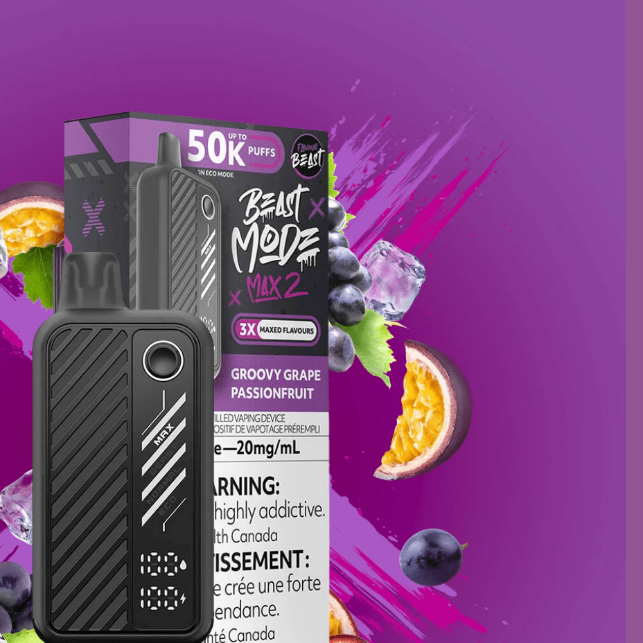 Flavour Beast Beast Mode Max 2 50K Disposable Vape - Groovy Grape Passionfruit Iced - Airdrie Vape SuperStore & Bong Shop Flavour Beast Beast Mode Max 2 50K Disposable Vape - Groovy Grape Passionfruit Iced - Airdrie Vape SuperStore & Bong Shop