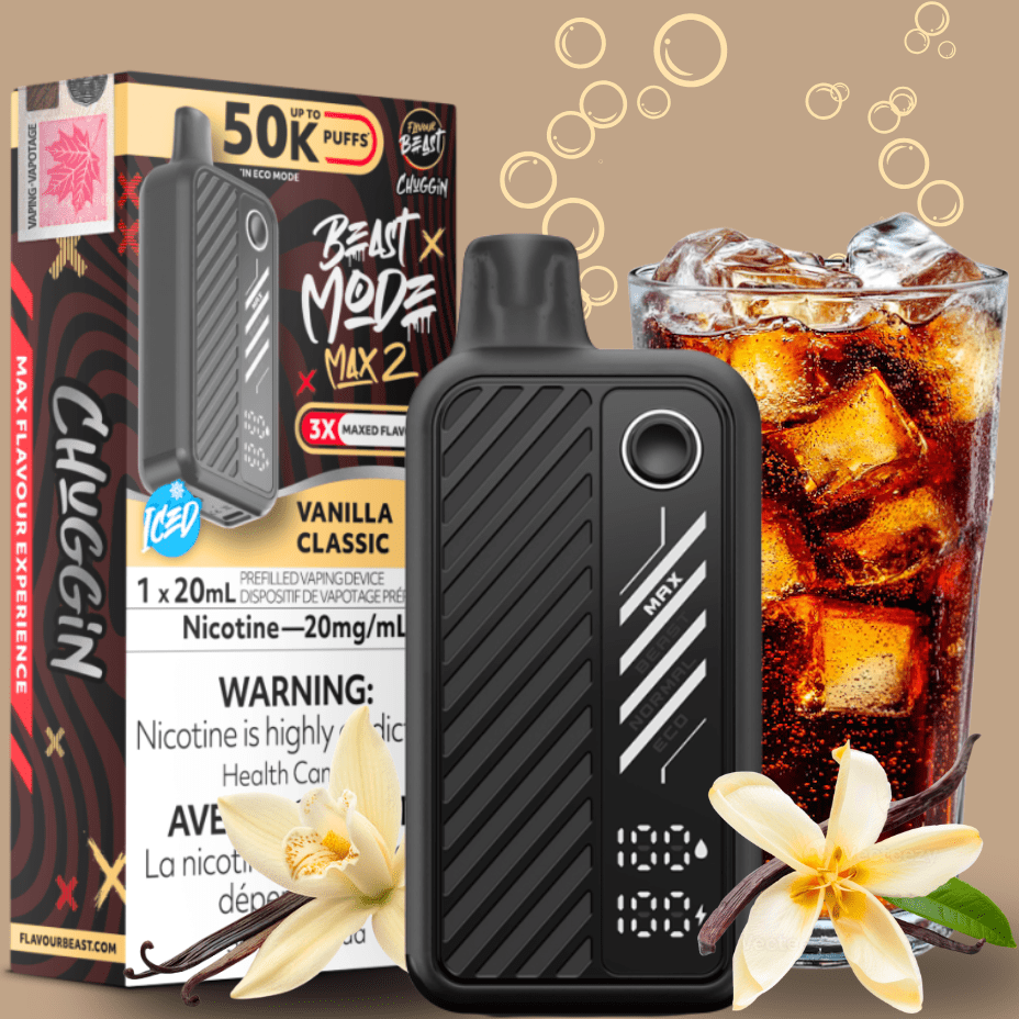 Flavour Beast Max 2 Disposable Vape-Vanilla Classic ICED 50000 Puffs / 20mg Airdrie Vape SuperStore and Bong Shop Alberta Canada