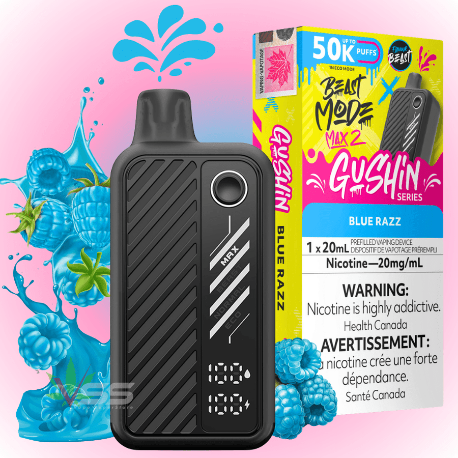 Flavour Beast Max 2 Gushin Disposable Vape-Blue Razz Airdrie Vape SuperStore and Bong Shop Alberta Canada