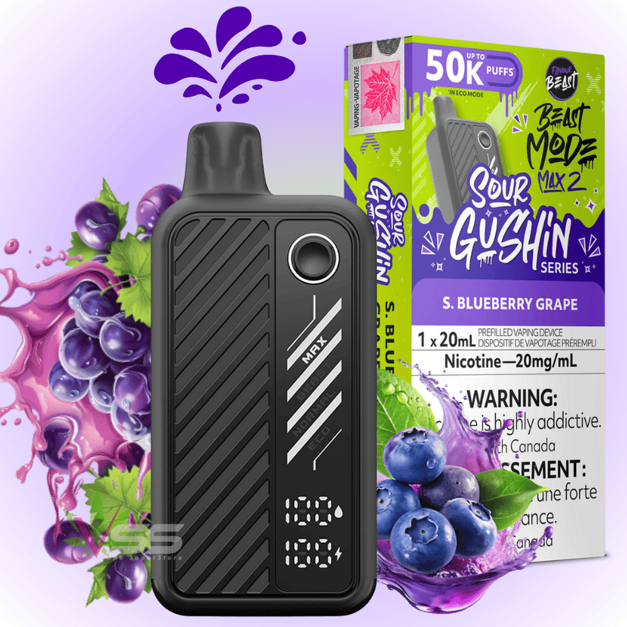 Flavour Beast Mode Max 2 50k Disposable Vape Gushin S. Blueberry Grape Airdrie Vape SuperStore and Bong Shop Alberta Canada