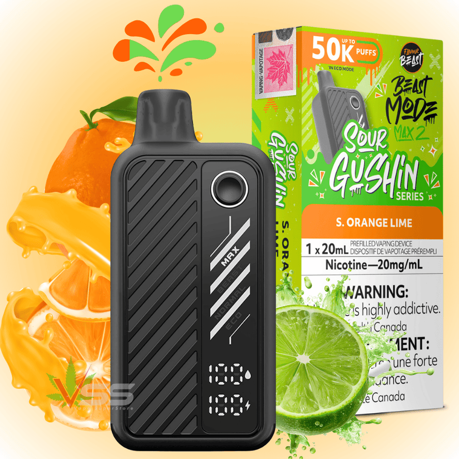 Flavour Beast Mode Max 2 50k Disposable Vape Gushin S. Orange Lime Airdrie Vape SuperStore and Bong Shop Alberta Canada