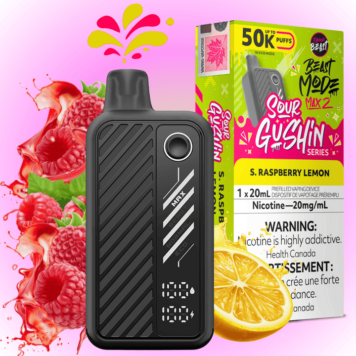 Flavour Beast Mode Max 2 50k Disposable Vape Gushin S. Raspberry Lemon Airdrie Vape SuperStore and Bong Shop Alberta Canada