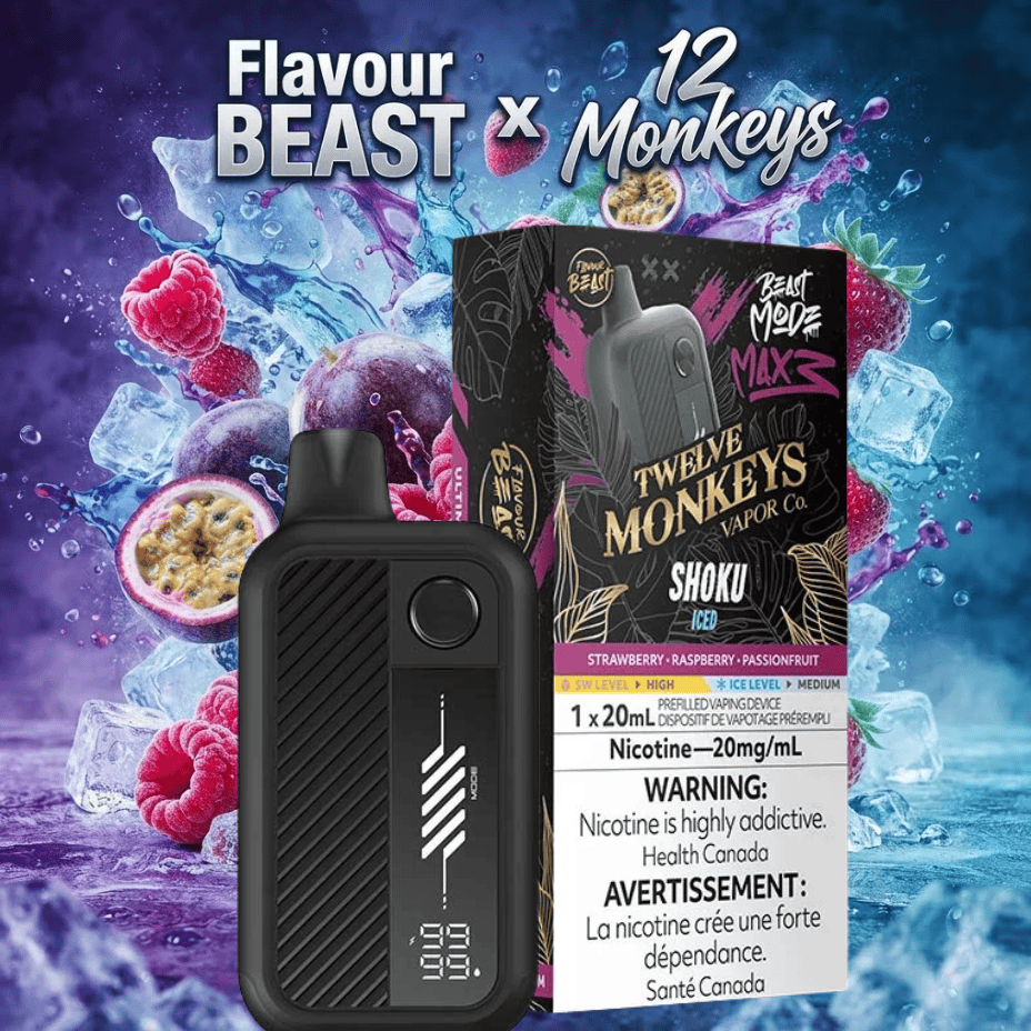 Flavour Beast Mode Max 3 60K Disposable Vape - 12 Monkey-Shoku Iced 60000 Puffs / 20mg Airdrie Vape SuperStore and Bong Shop Alberta Canada