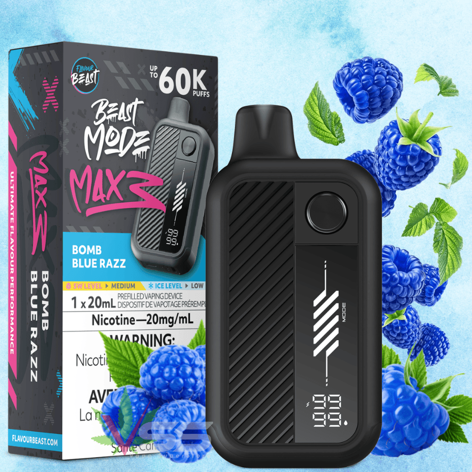 Flavour Beast Mode Max 3 60K Disposable Vape - Bomb Blue Razz 20mg / 60000 Puffs Airdrie Vape SuperStore and Bong Shop Alberta Canada