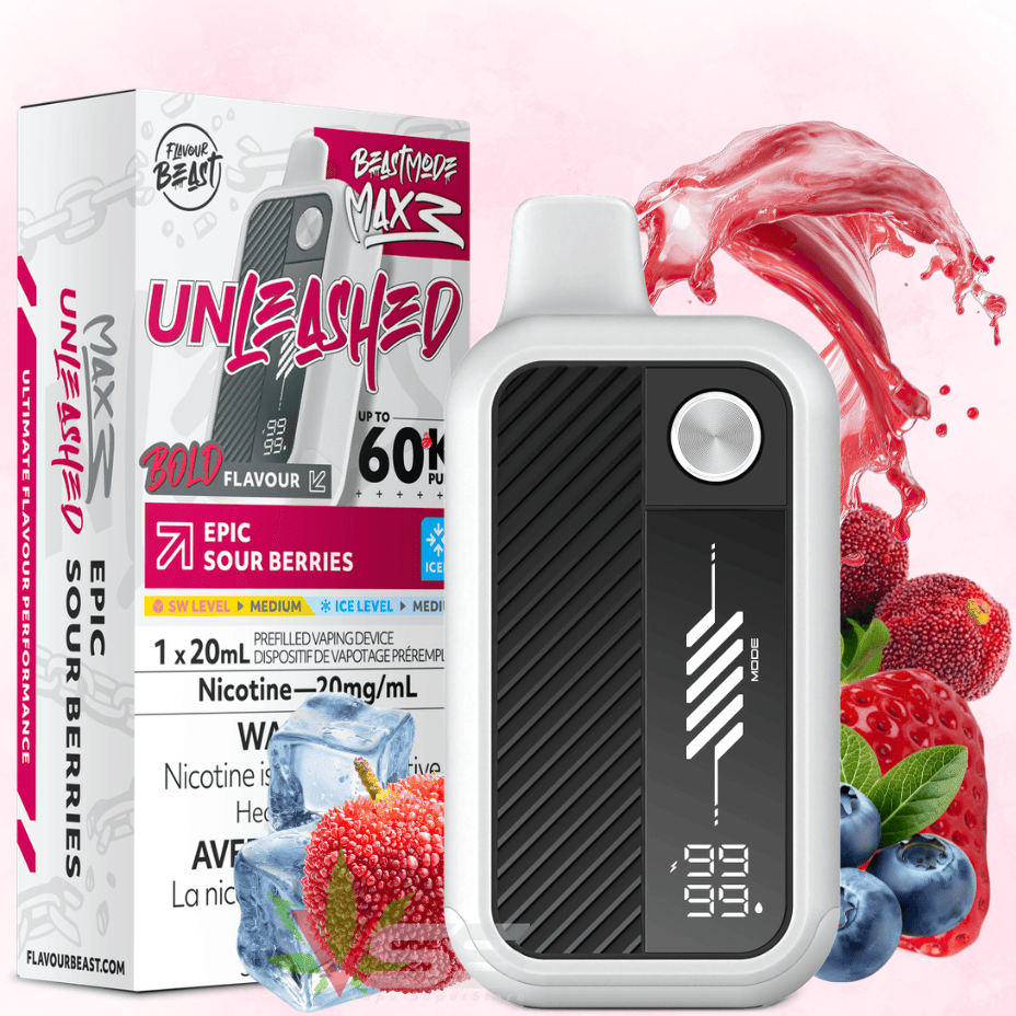 Flavour Beast Mode Max 3 60K Disposable Vape - Epic Sour Berries Ice 20mg / 60000 Puffs Airdrie Vape SuperStore and Bong Shop Alberta Canada