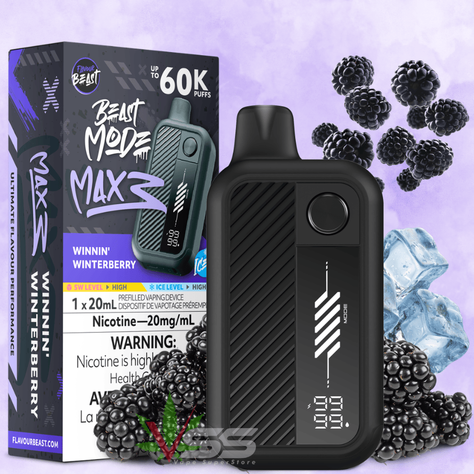 Flavour Beast Mode Max 3 60K Disposable Vape - Winnin' Winterberry Ice 20mg / 60000 Puffs Airdrie Vape SuperStore and Bong Shop Alberta Canada