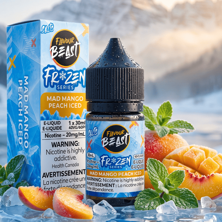 Flavour Beast Salt Frozen-Mad Mango Peach Iced 20mg / 30ml Airdrie Vape SuperStore and Bong Shop Alberta Canada