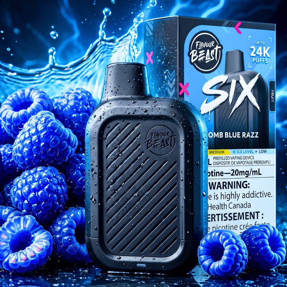 Flavour Beast SIX 24K Disposable Vape - Bomb Blue Razz Airdrie Vape SuperStore and Bong Shop Alberta Canada