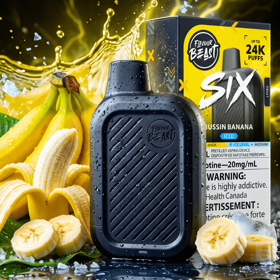 Flavour Beast SIX 24K Disposable Vape - Bussin' Banana Iced Airdrie Vape SuperStore and Bong Shop Alberta Canada