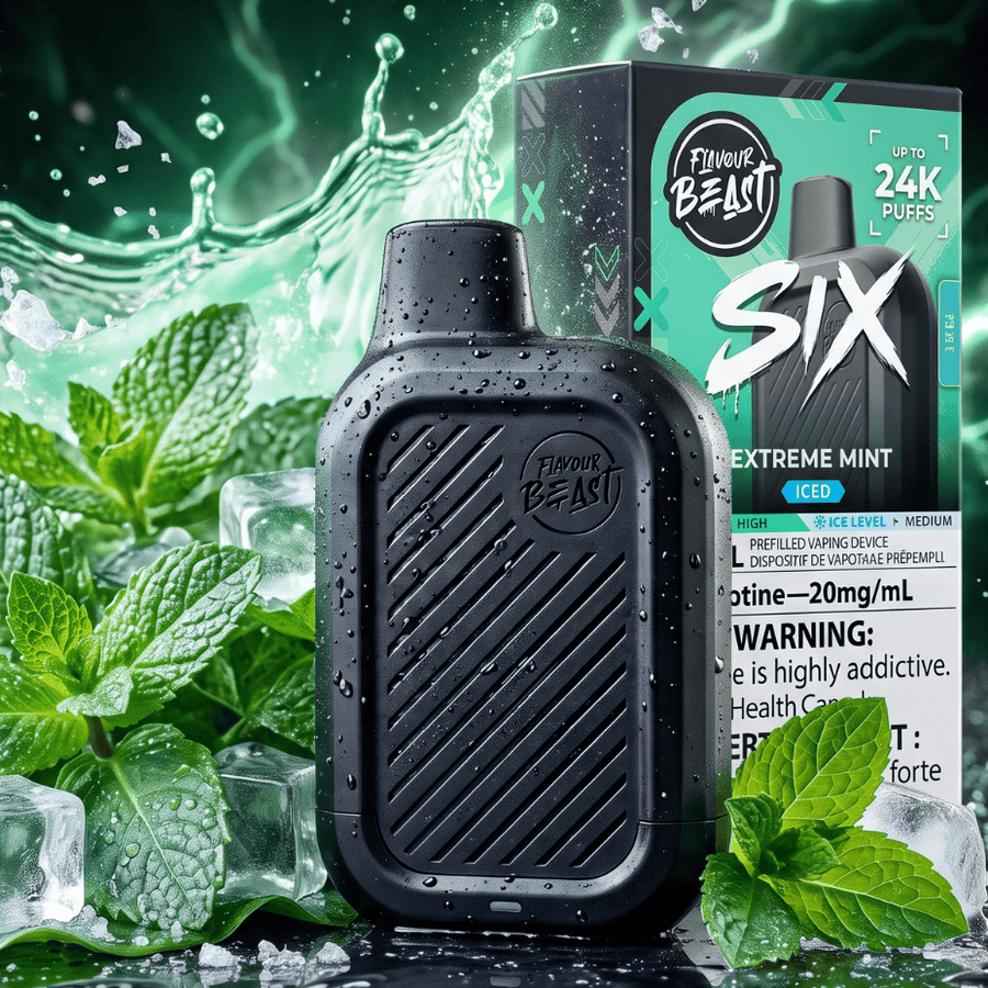 Flavour Beast SIX 24K Disposable Vape - Extreme Mint Iced Airdrie Vape SuperStore and Bong Shop Alberta Canada