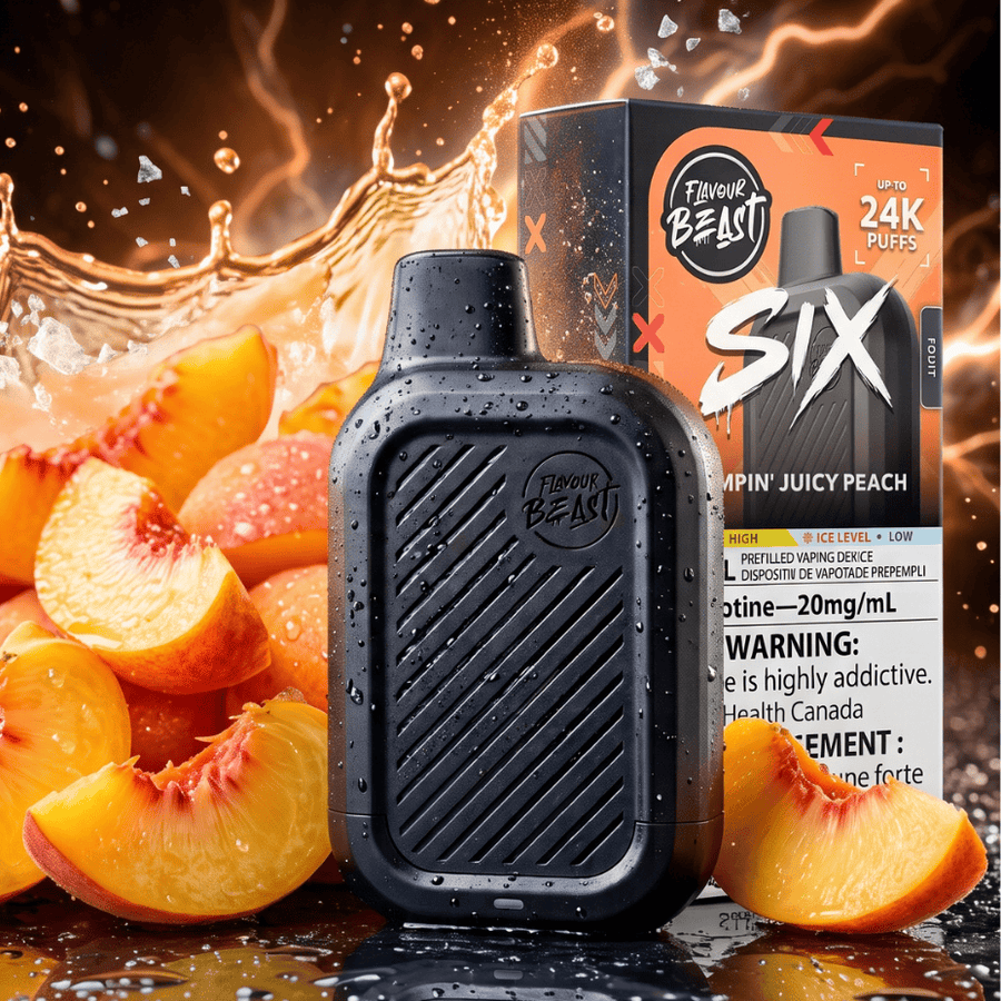 Flavour Beast SIX 24K Disposable Vape - Jumpin' Juicy Peach Airdrie Vape SuperStore and Bong Shop Alberta Canada