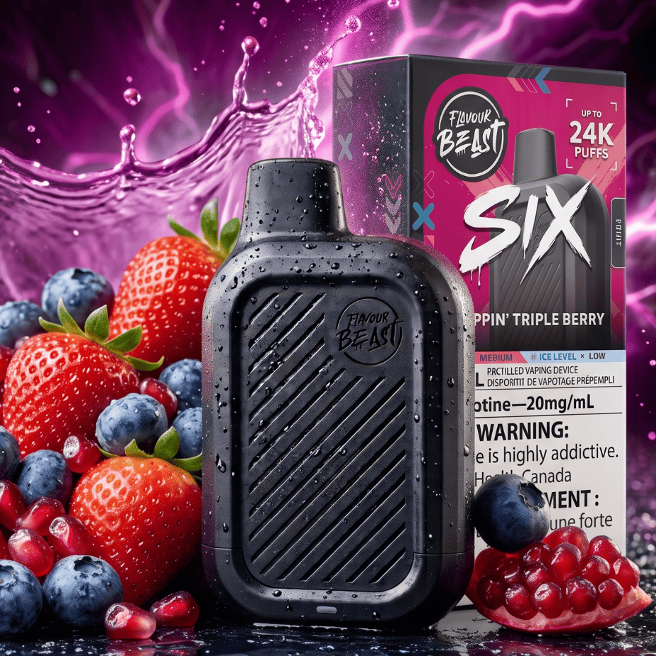 Flavour Beast SIX 24K Disposable Vape - Trippin' Triple Berry Airdrie Vape SuperStore and Bong Shop Alberta Canada