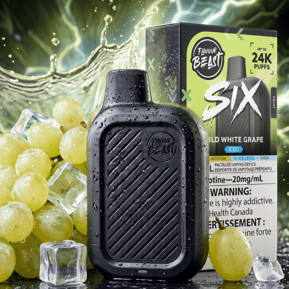 Flavour Beast SIX 24K Disposable Vape - Wild White Grape Iced Airdrie Vape SuperStore and Bong Shop Alberta Canada