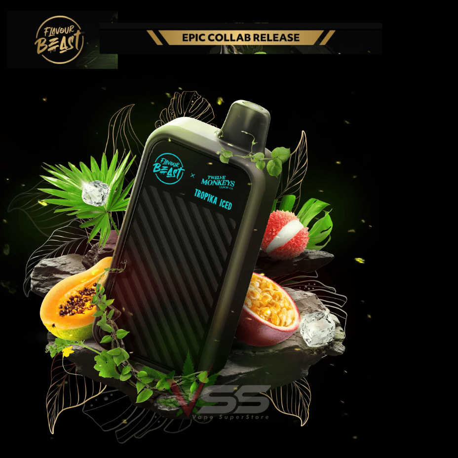 Flavour Beast X 12 Monkeys Beast Mode Max 2 50K Disposable - TROPIKA ICED 20mg / 50000 Puffs Airdrie Vape SuperStore and Bong Shop Alberta Canada