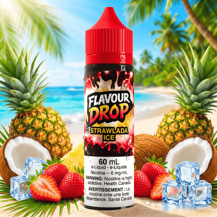Flavour Drop E-Liquid - Strawlada Ice 60ml / 3mg Airdrie Vape SuperStore and Bong Shop Alberta Canada