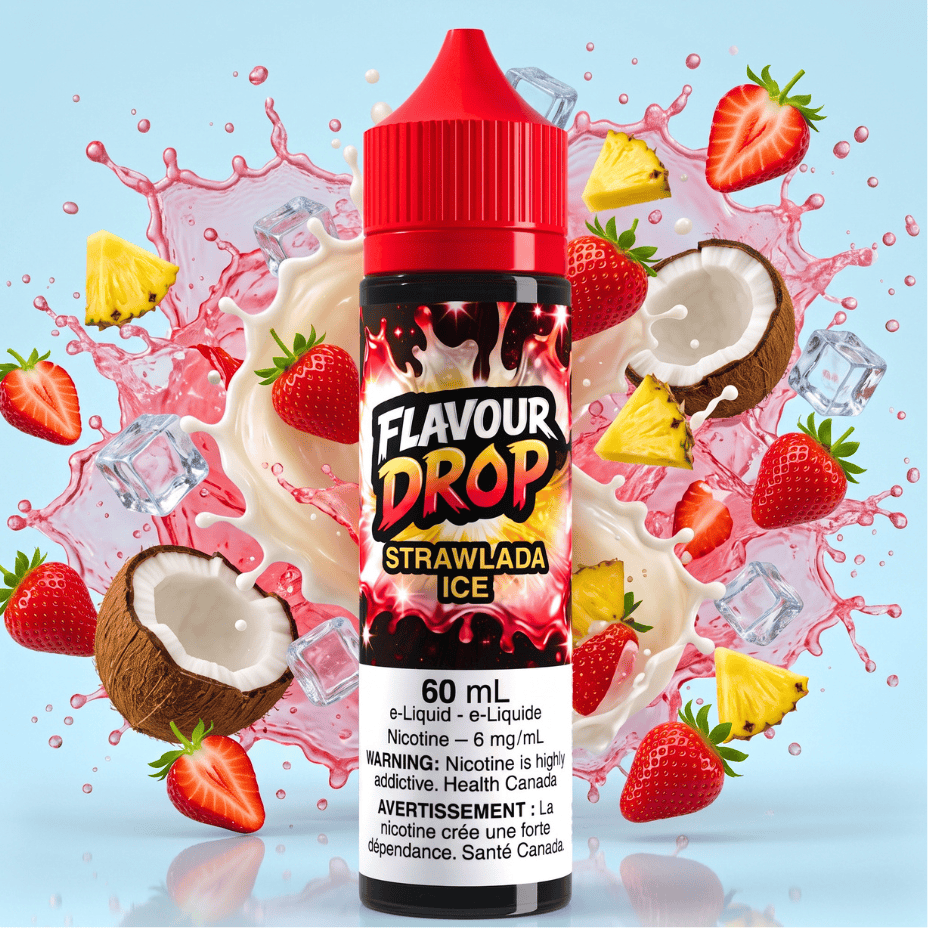 Flavour Drop E-Liquid - Strawlada Ice 60ml / 6mg Airdrie Vape SuperStore and Bong Shop Alberta Canada