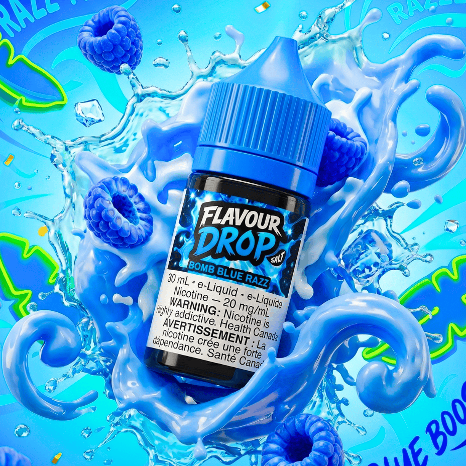 Flavour Drop Salts - Bomb Blue Razz 30mL / 20mg Airdrie Vape SuperStore and Bong Shop Alberta Canada