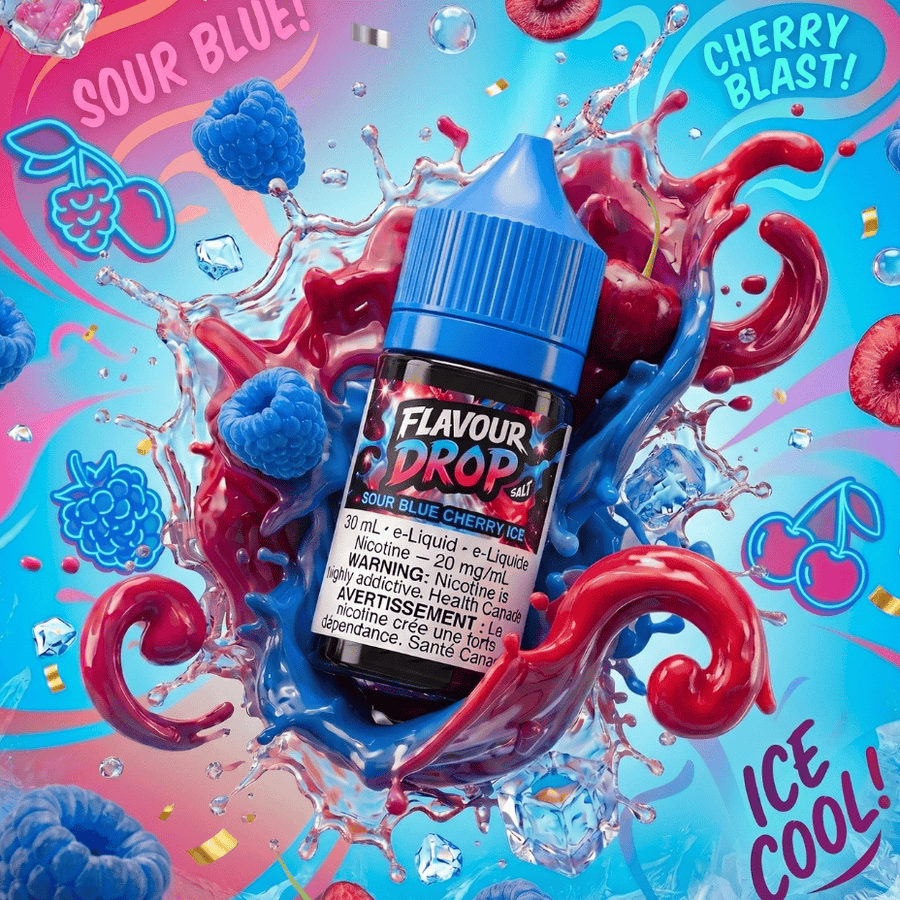 Flavour Drop Salts - Sour Blue Cherry 30mL / 20mg Airdrie Vape SuperStore and Bong Shop Alberta Canada