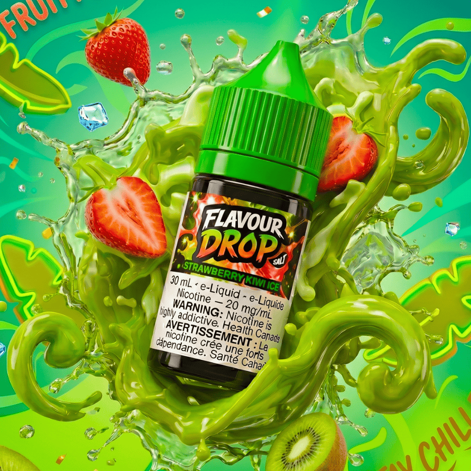 Flavour Drop Salts - Strawberry Kiwi Ice 30mL / 20mg Airdrie Vape SuperStore and Bong Shop Alberta Canada
