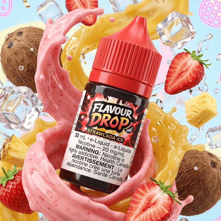 Flavour Drop Salts - Strawlada Ice 30mL / 20mg Airdrie Vape SuperStore and Bong Shop Alberta Canada
