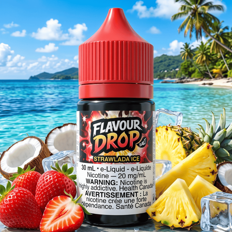 Flavour Drop Salts - Strawlada Ice 30mL / 20mg Airdrie Vape SuperStore and Bong Shop Alberta Canada
