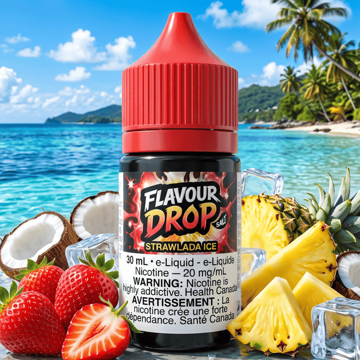 Flavour Drop Salts - Strawlada Ice 30mL / 20mg Airdrie Vape SuperStore and Bong Shop Alberta Canada
