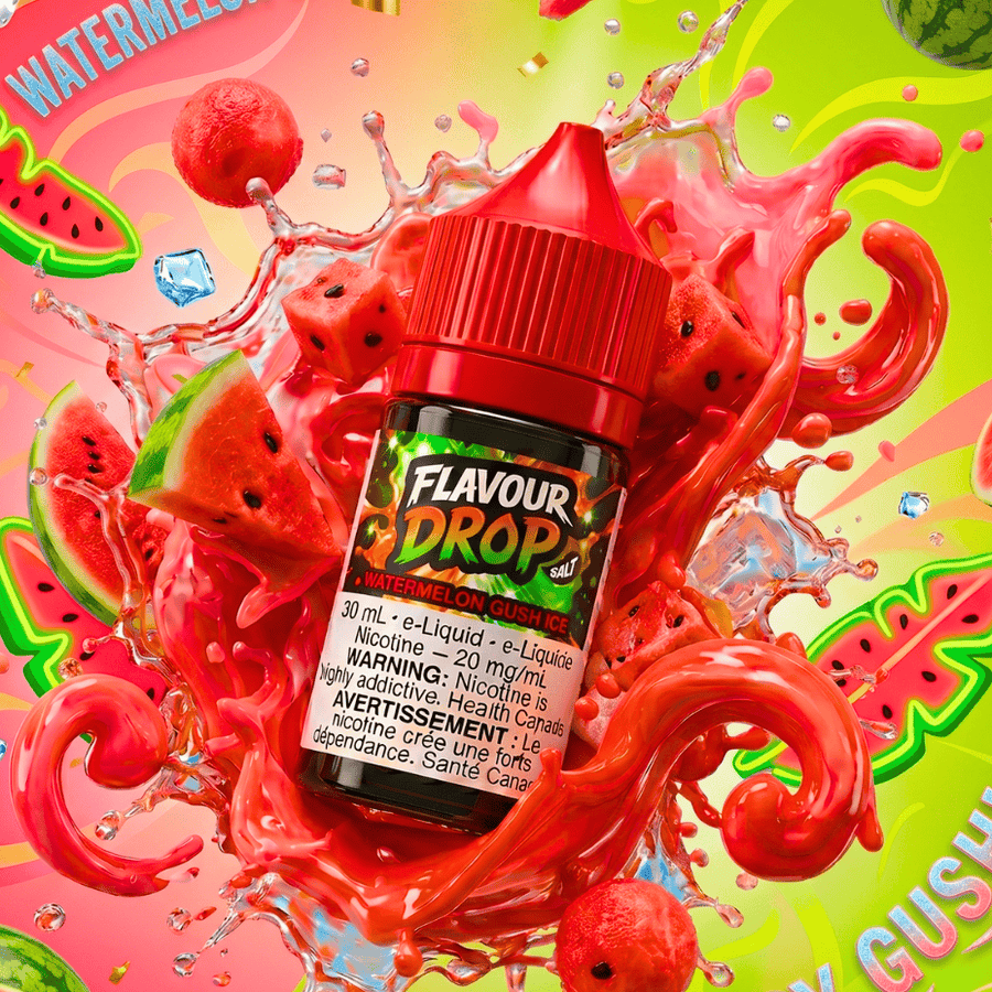 Flavour Drop Salts - Watermelon Gush Ice 30mL / 20mg Airdrie Vape SuperStore and Bong Shop Alberta Canada