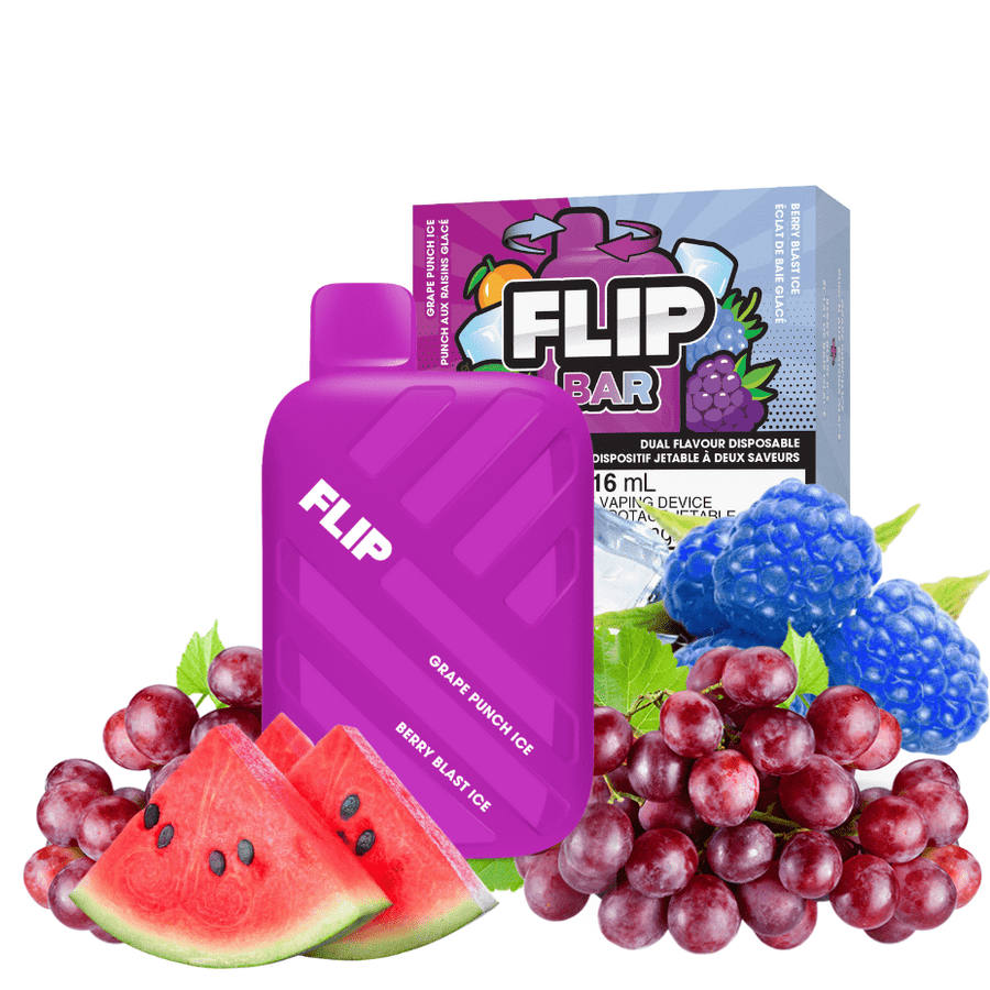 FLIP BAR Disposable-Grape Punch and Berry Blast Ice 9000 Puffs / 20mg Airdrie Vape SuperStore and Bong Shop Alberta Canada