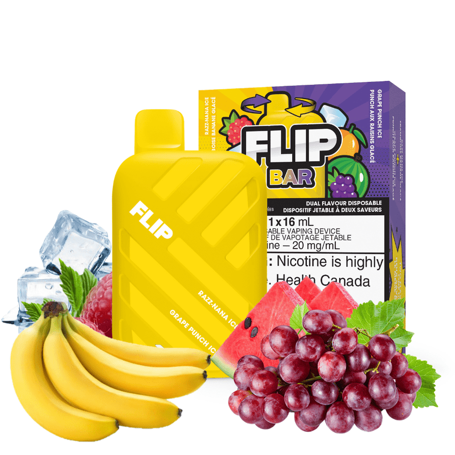FLIP BAR Disposable-Razz Nana Ice and Grape Punch 9000 Puffs / 20mg Airdrie Vape SuperStore and Bong Shop Alberta Canada
