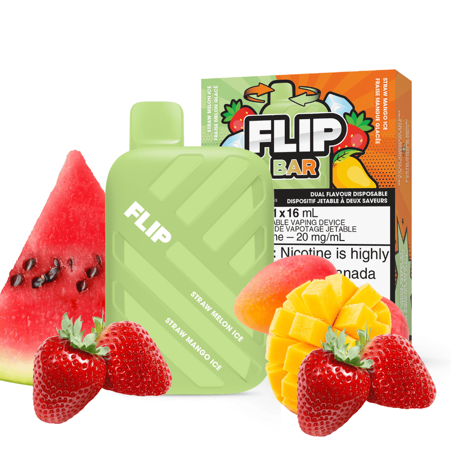 FLIP BAR Disposable- Straw Melon Ice and Straw Mango Ice 9000 / 20mg Airdrie Vape SuperStore and Bong Shop Alberta Canada