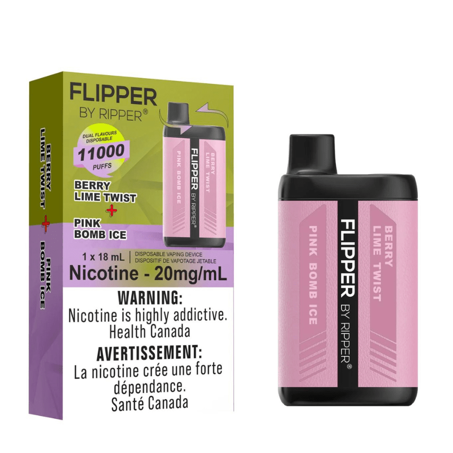 Flipper 11000 Disposable Vape-Berry Lime Twist + Pink Bomb Ice 11000 Puffs / 20mg Airdrie Vape SuperStore and Bong Shop Alberta Canada