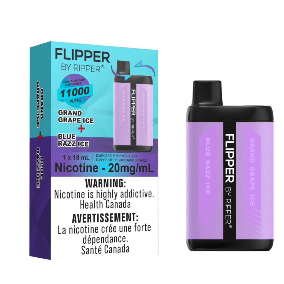 Flipper 11000 Disposable Vape-Grand Grape Ice + Blue Razz Ice 11000 Puffs / 20mg Airdrie Vape SuperStore and Bong Shop Alberta Canada