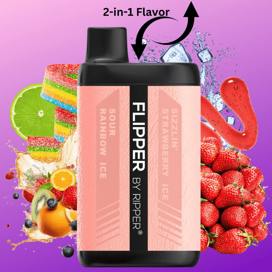 Flipper 11000 Disposable Vape-Sizzlin' Strawberry Ice + Sour Rainbow Ice 11000 Puffs / 20mg Airdrie Vape SuperStore and Bong Shop Alberta Canada