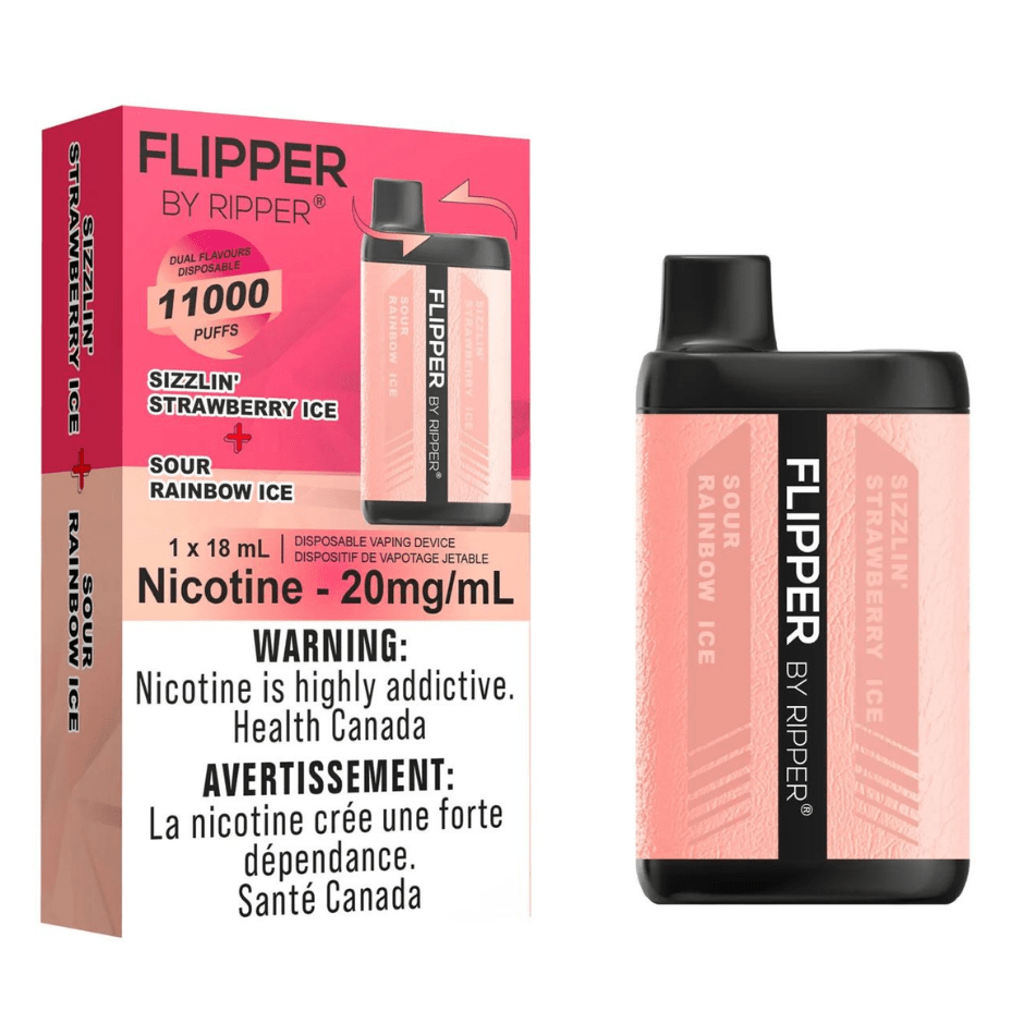 Flipper 11000 Disposable Vape-Sizzlin' Strawberry Ice + Sour Rainbow Ice 11000 Puffs / 20mg Airdrie Vape SuperStore and Bong Shop Alberta Canada