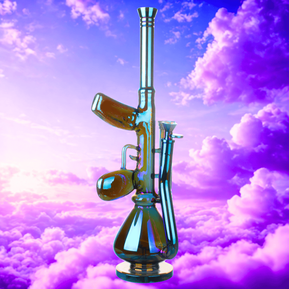 Fortune AK-47 Electroplated Bong - 18" Electric Blue Airdrie Vape SuperStore and Bong Shop Alberta Canada