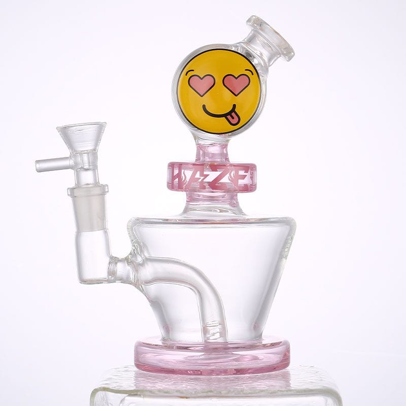 Haze Glass Smiley Face Bong-7" Pink Airdrie Vape SuperStore and Bong Shop Alberta Canada