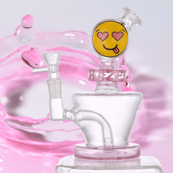 Haze Glass Smiley Face Bong-7" Pink Airdrie Vape SuperStore and Bong Shop Alberta Canada