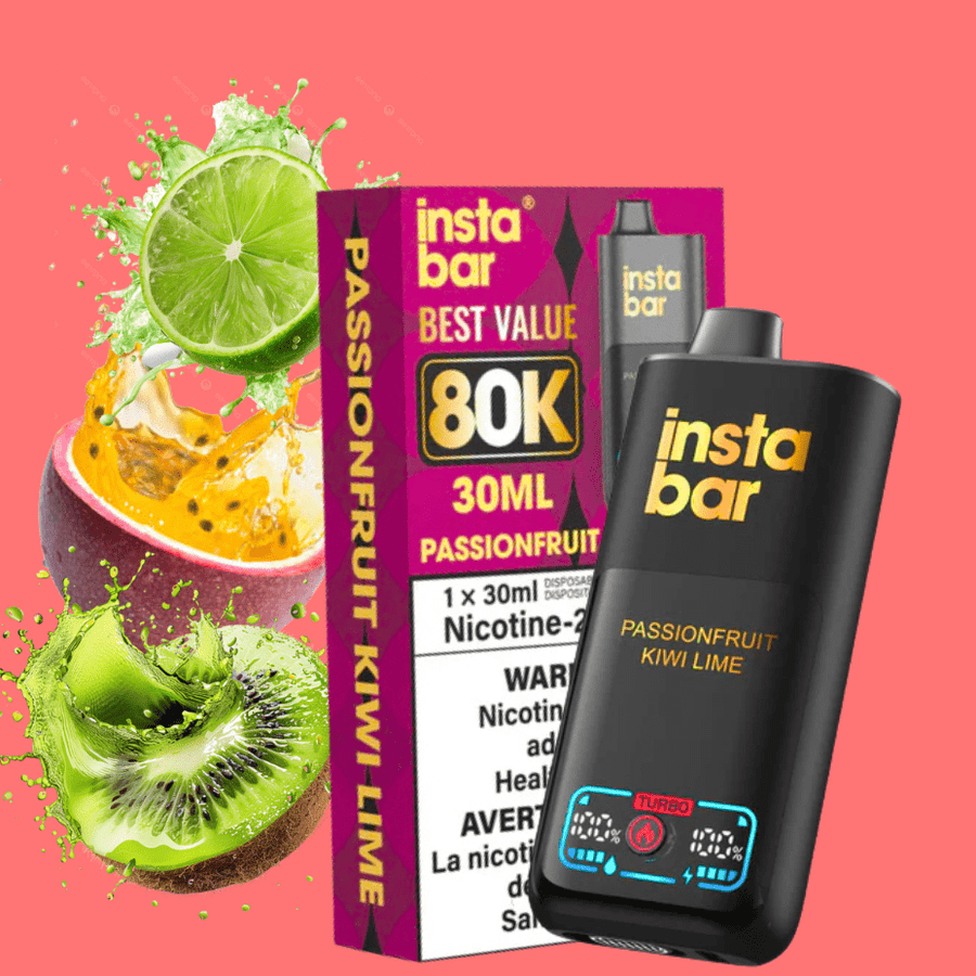 Insta Bar 80K Disposable Vape-Passionfruit Kiwi Lime Airdrie Vape SuperStore and Bong Shop Alberta Canada
