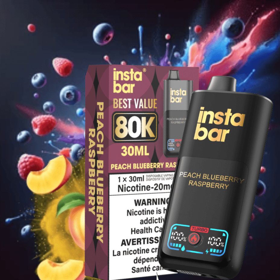 Insta Bar 80K Disposable Vape-Peach Blueberry Raspberry Airdrie Vape SuperStore and Bong Shop Alberta Canada