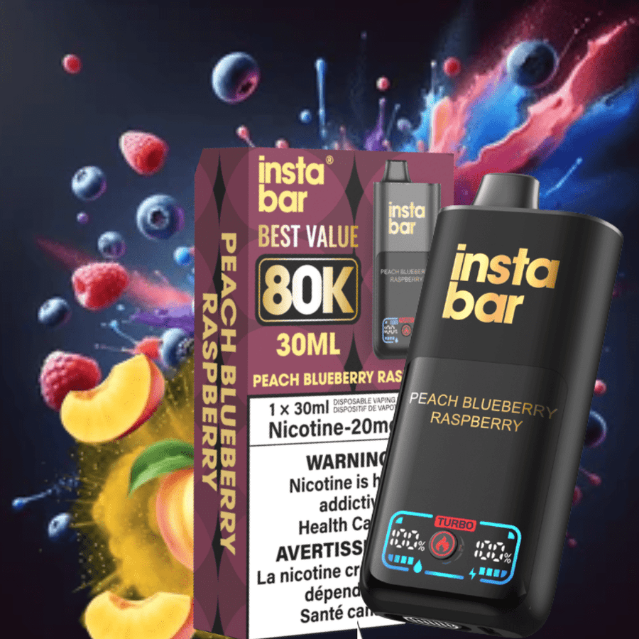 Insta Bar 80K Disposable Vape-Peach Blueberry Raspberry Airdrie Vape SuperStore and Bong Shop Alberta Canada